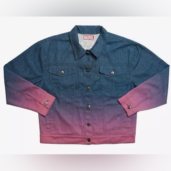 Marvel Spider-Man Ghost Spider Ombré Denim & Pink Jacket By Box Lunch NWT Disney - Picture 2 of 5